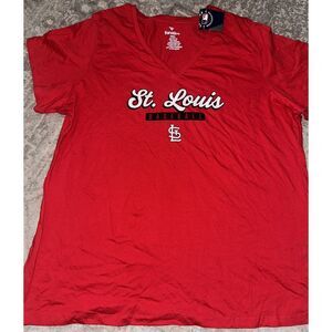 Fanatics MLB St.‎ Louis Cardinals Red Baseball Women's 2XL V neck T shirt NWOT